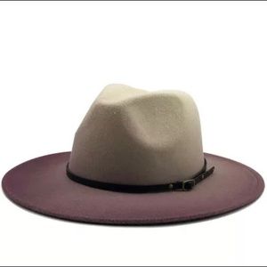 (Last 2) Wide brim boho hat, pale pink-cream